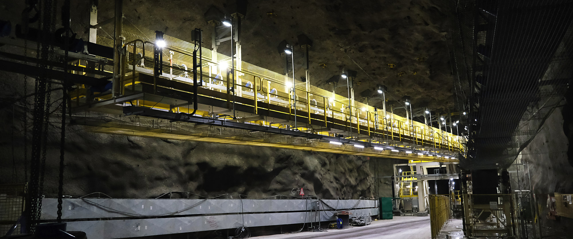 A conveyor belt underground at Voisey's Bay Mine; a nickel, copper and cobalt mine located in northern Newfoundland and Labrador.